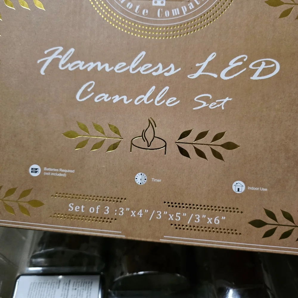 Silver Floral Flameless LED Candle Set